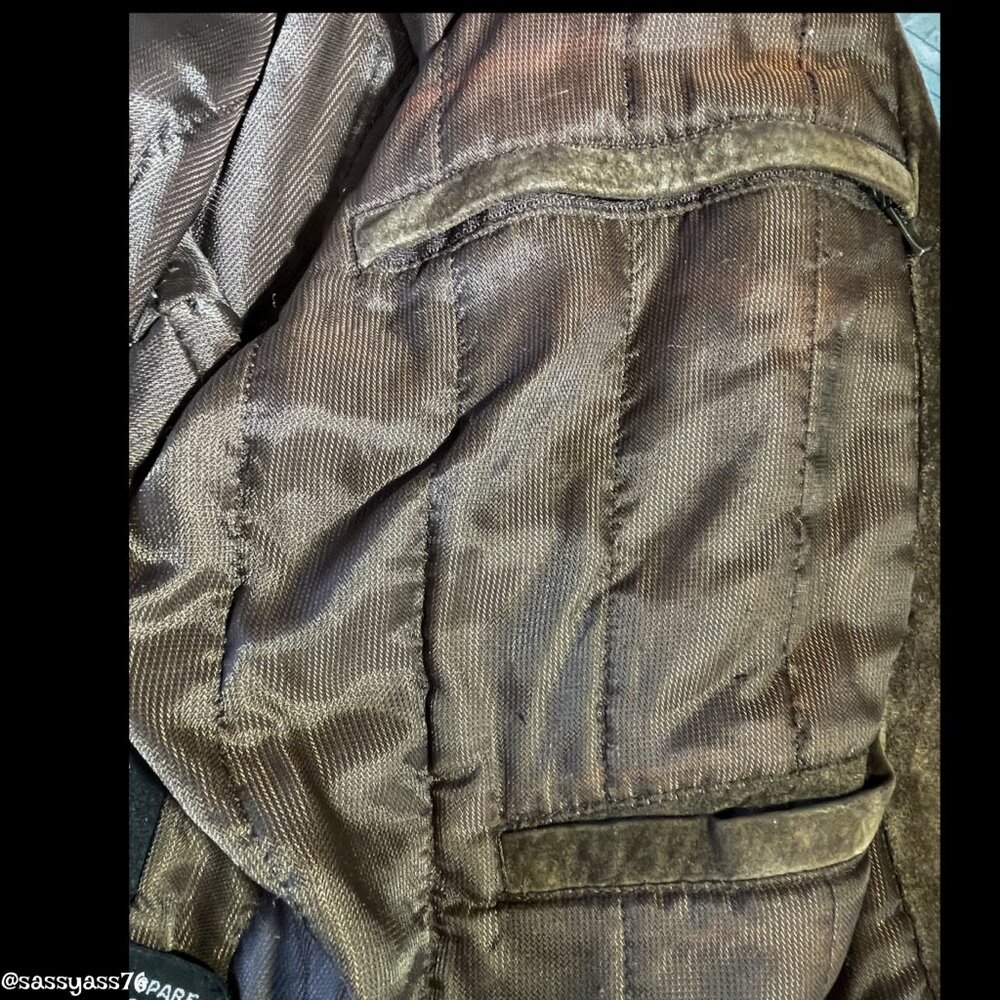 ▪️VTG▪️ROUNDREE & YORKE▪️Brown Distressed Genuine Suede Leather Bomber Jacket - Picture 9 of 9